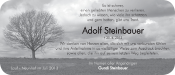 Traueranzeige von Adolf Steinbauer von Pegnitz-Zeitung